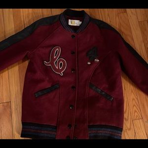 Leather varsity coach jacket